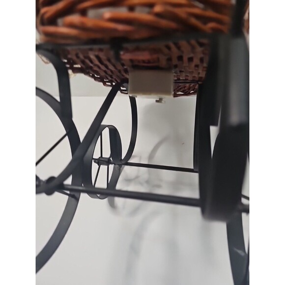VG 12" Porcelain Doll in 2'x1.5"x1.5" Musical Wicker Basket Carriage Stroller - Picture 7 of 8